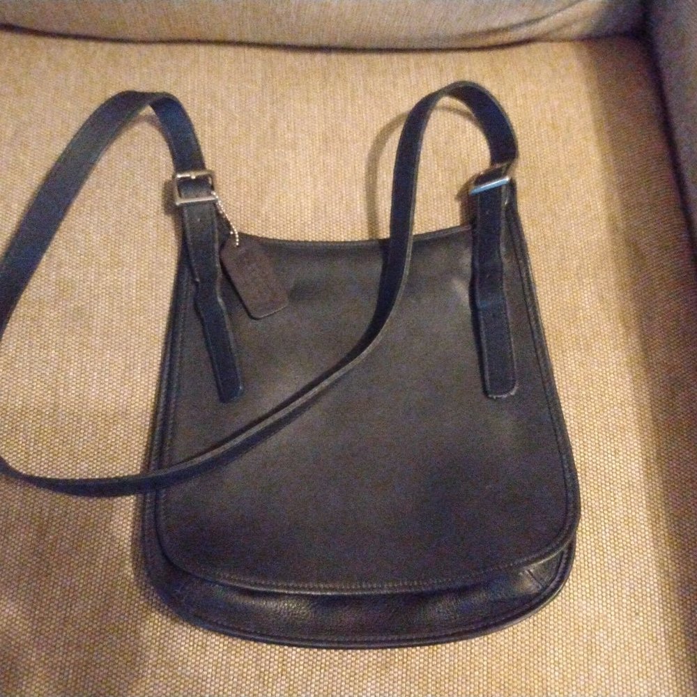 ❤️COACH LEGACY 9131 Black Leather Classic Boho Hippie Crossbody Bag Purse +FOB
